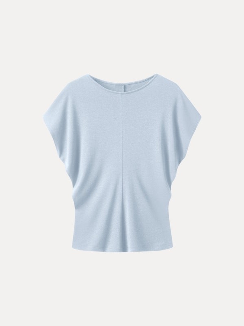 OGL Linen-Blend Round Neck Relaxed Summer Top In Dew Sky